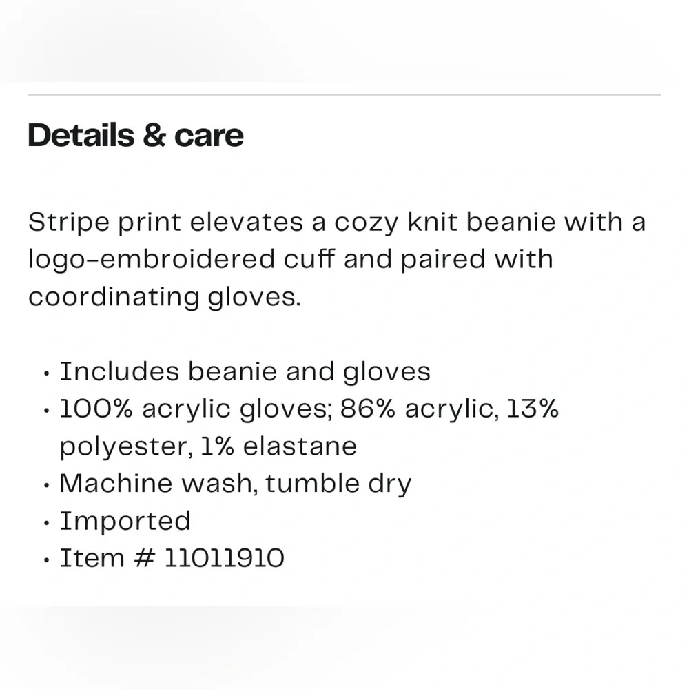 Nike Chunky Stripe Beanie and Gloves in Midnight Navy and White